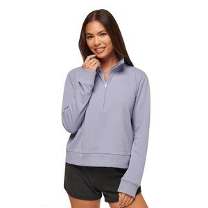 Travis Mathew Women's Blue Half-Zip cropped pullover Sweater, XXL